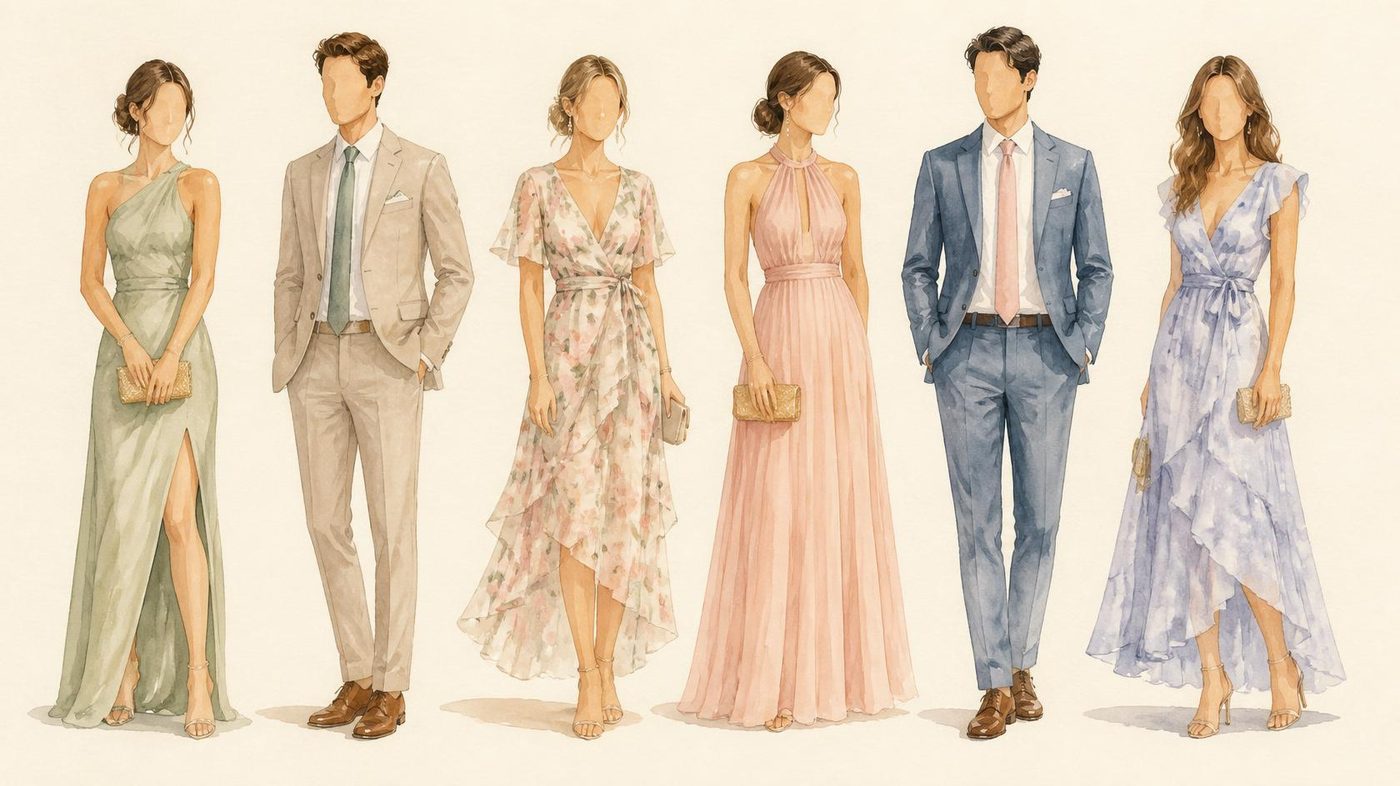 Guests in formal wedding attire